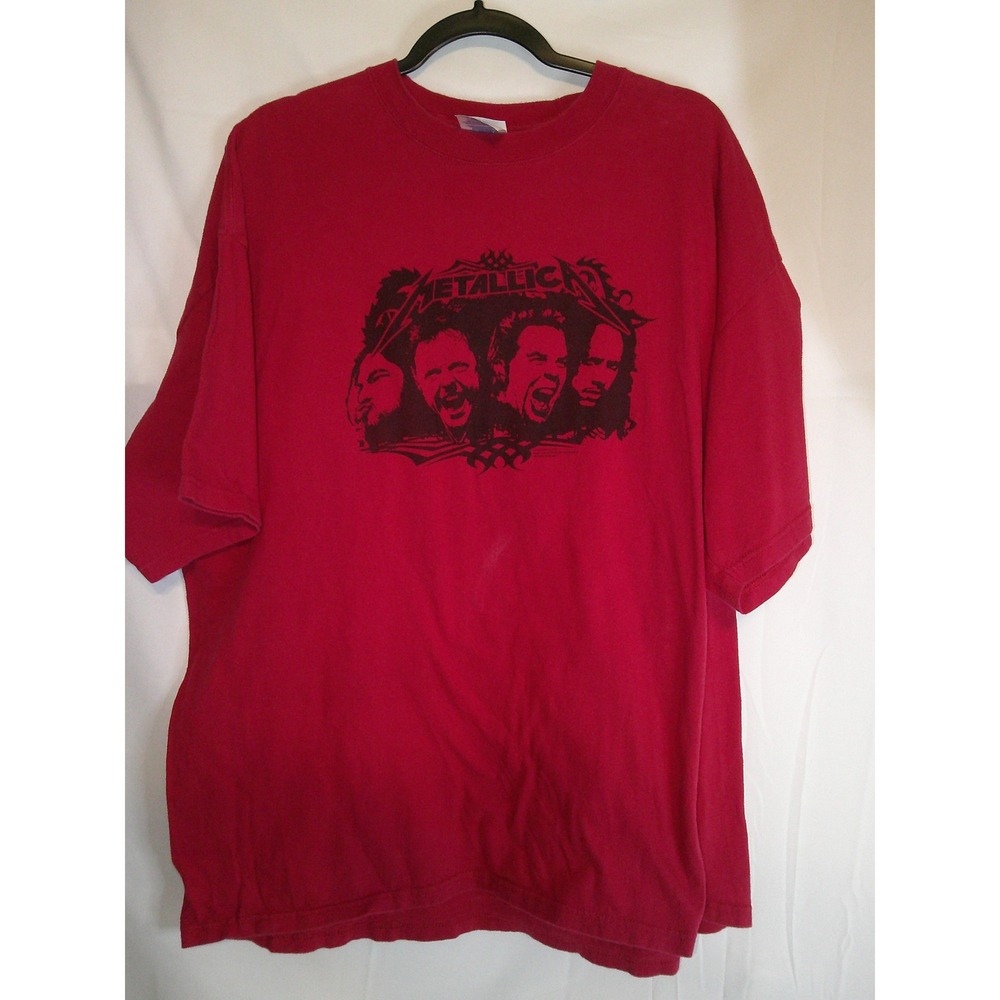 Rare Vintage Y2K Metallica Band T Shirt M&O‎ Knits Heavyweight Red XXL Mens